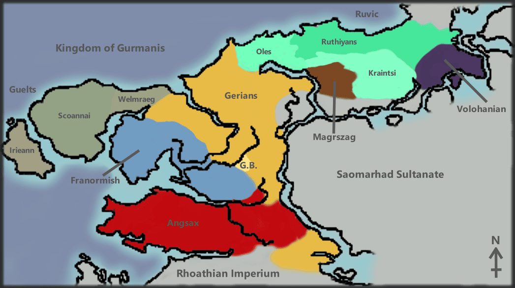 Map of Gurmanis showing the homelands of the different Gurmian ethnicities.