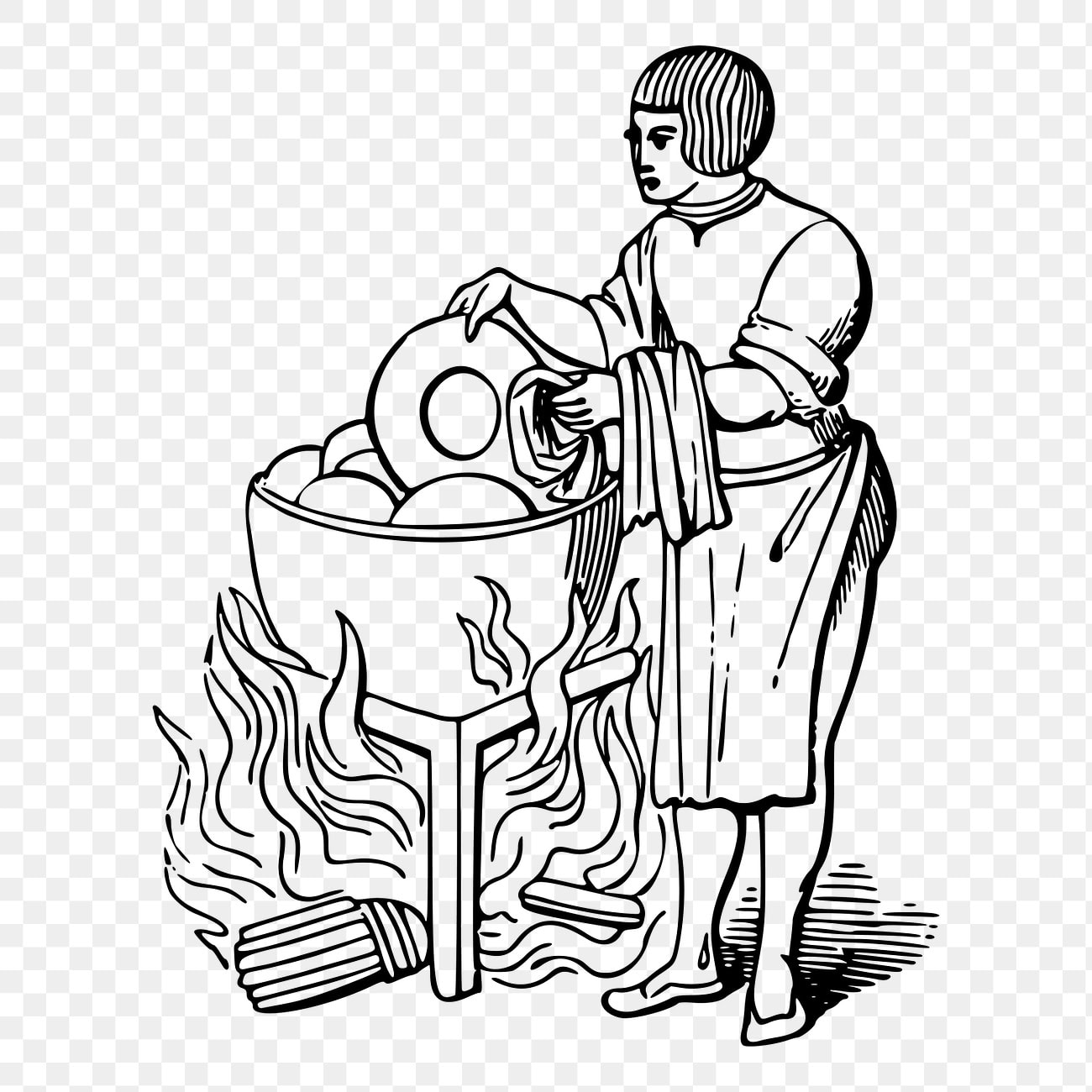 Medieval peasant png sticker dishwasher