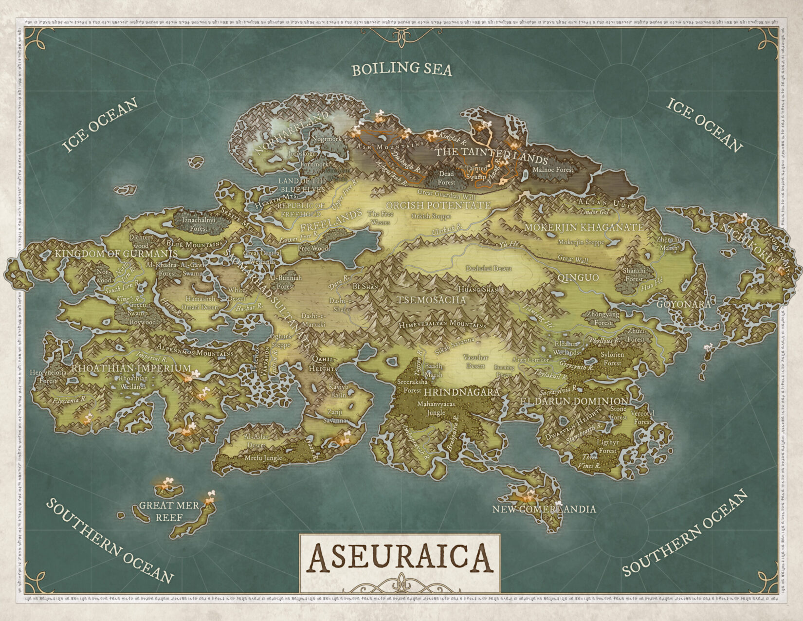 Map of Aseuraica continent.